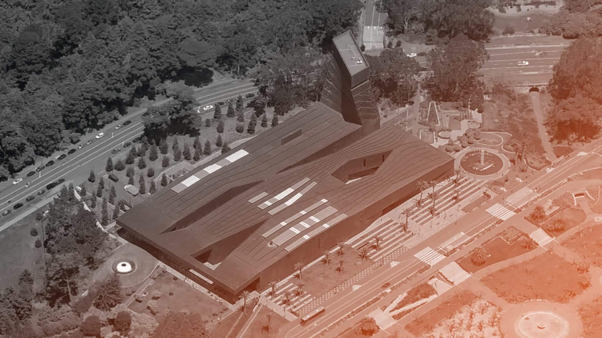 THE DE YOUNG MUSEUM IN SAN FRANCISCO. ZAHNER OWNED THE ENTIRE EXTERIOR COPPER SKIN AND GLAZING.