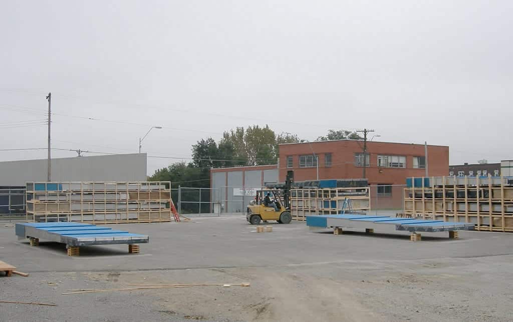 Preassembled ZEPPS megapanels can be seen at Zahner HQ in Kansas City prior to crating and shipment to New York City.