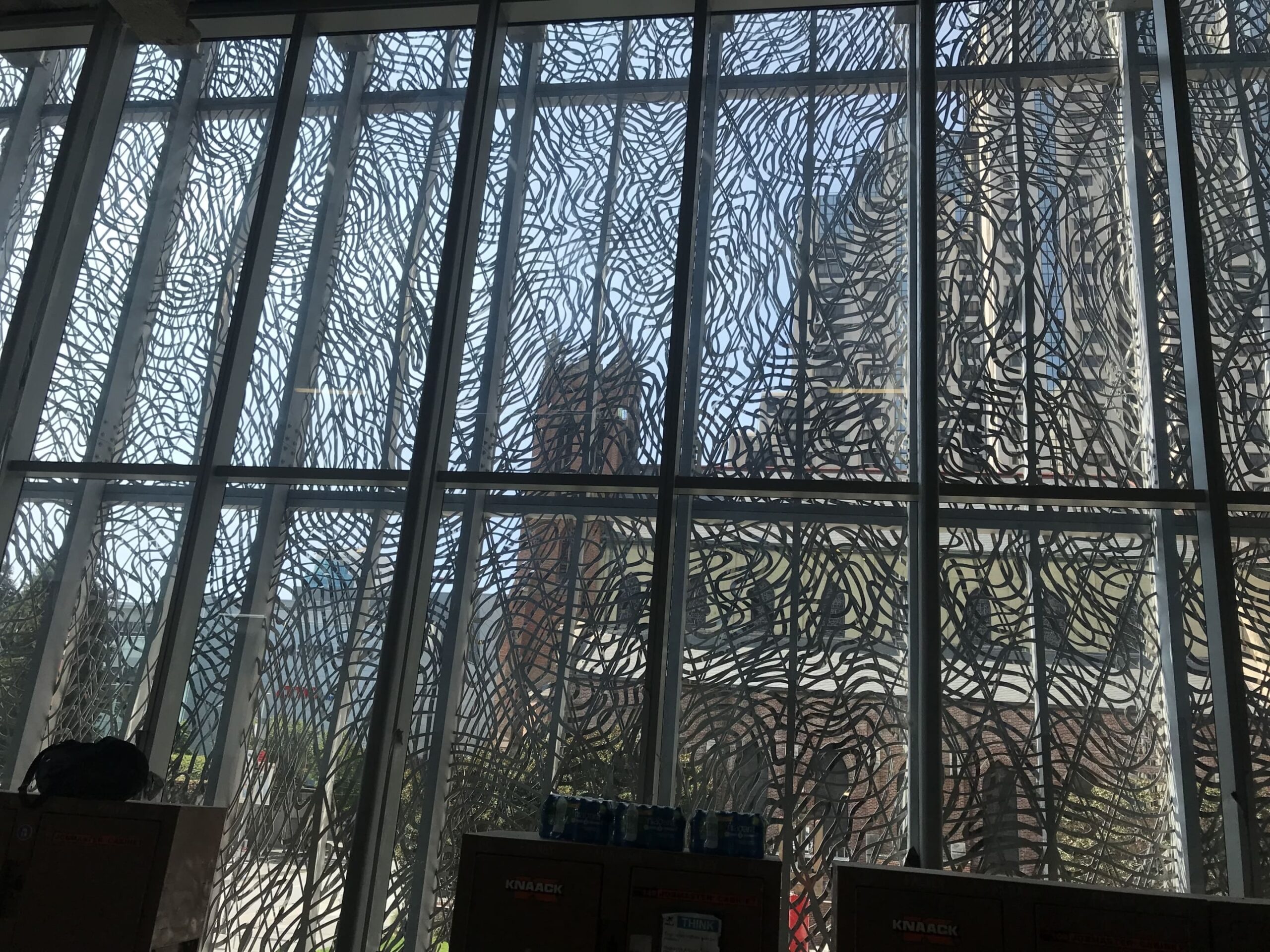 View from behind the stainless steel façade.
