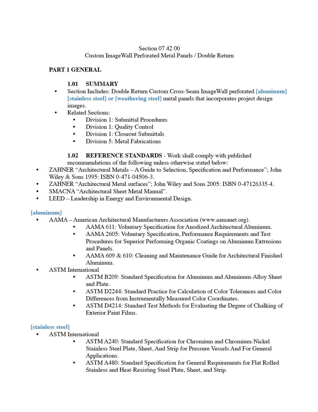 Double Return 3-Part Specification