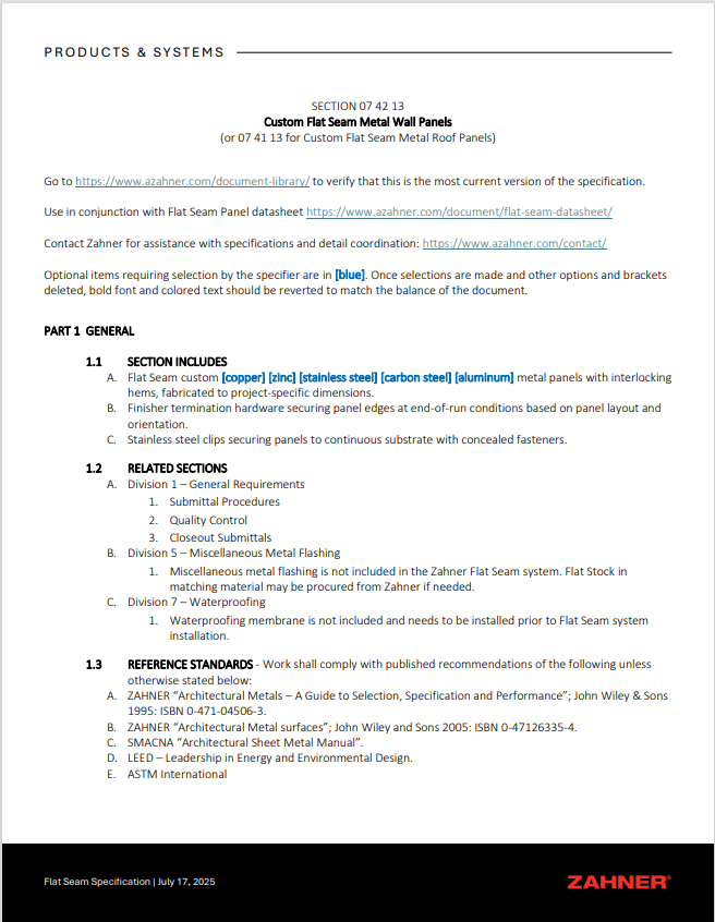 Flat Seam 3-part Specification