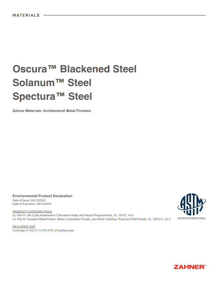 Oscura™ Blackened Steel Environmental Product Declaration (EPD)