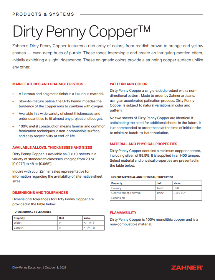 Dirty Penny Copper™ Datasheet