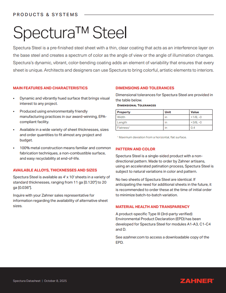Spectura™ Steel Datasheet