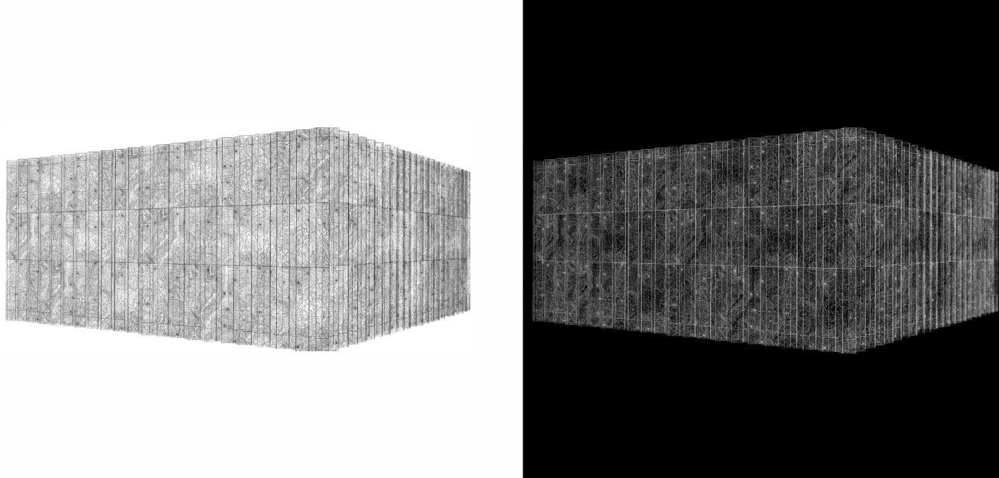 Combined composition of the STAINLESS STEEL façade by Jan Hendrix.