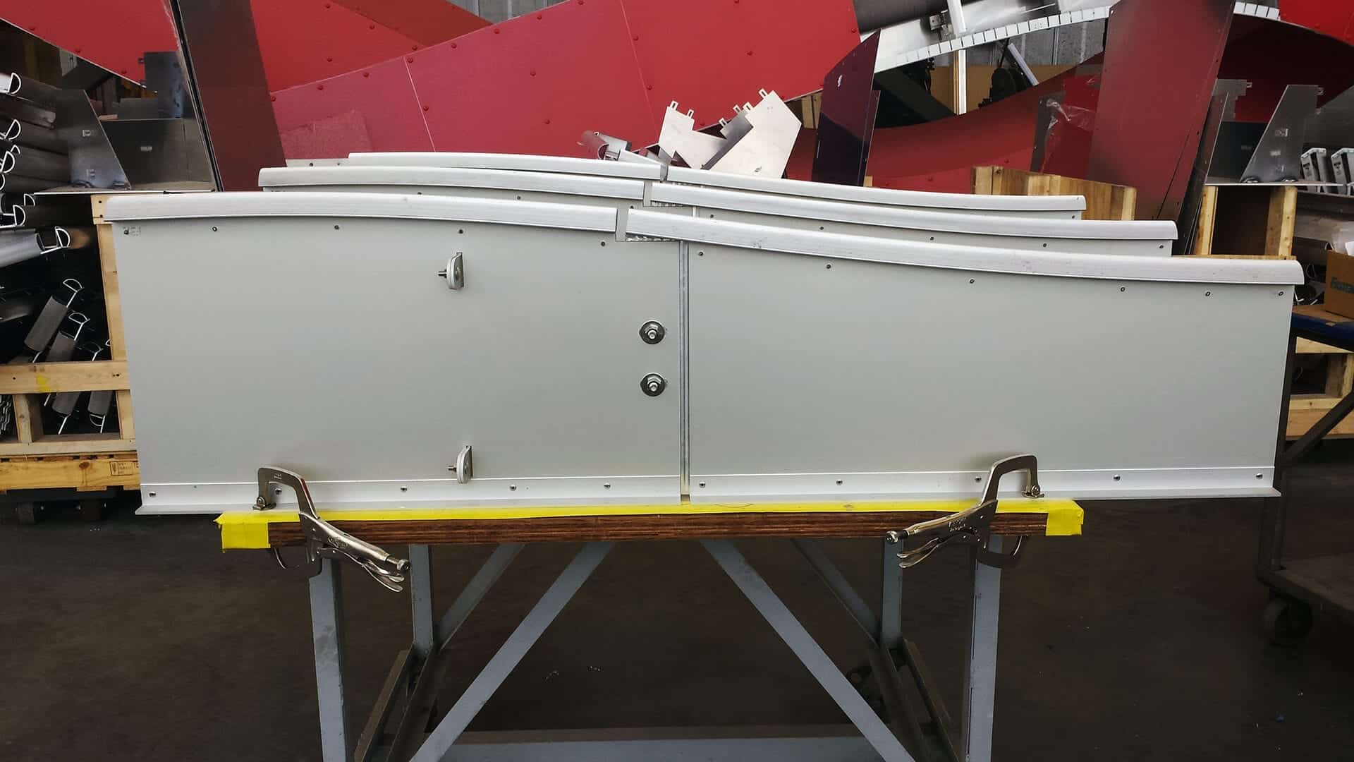 Photo of Mockup showing the connection between two vertical fins for Cedar Kettner
