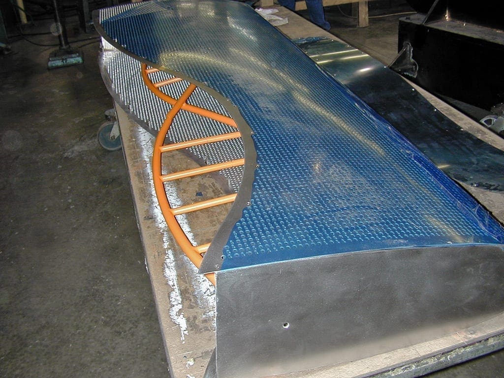 Cerner signage during fabrication at Zahner .