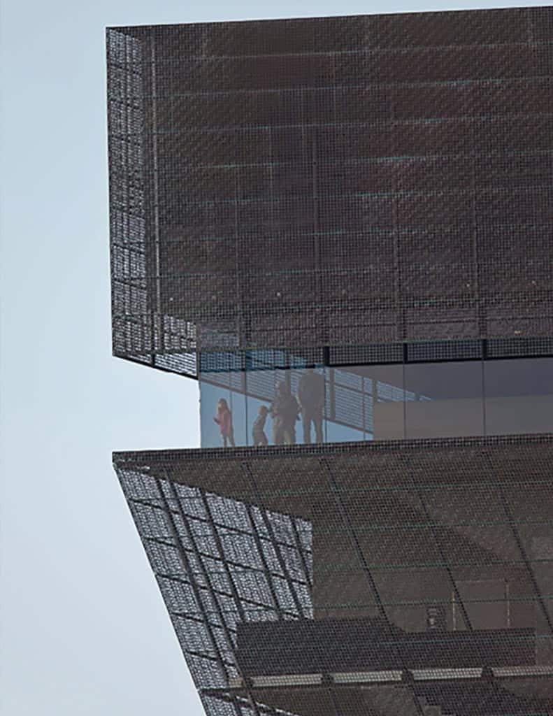 Glass atrium lookout room at de Young.