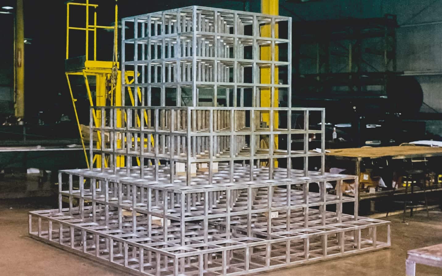 Process photo during the art fabrication at Zahner in Kansas City.