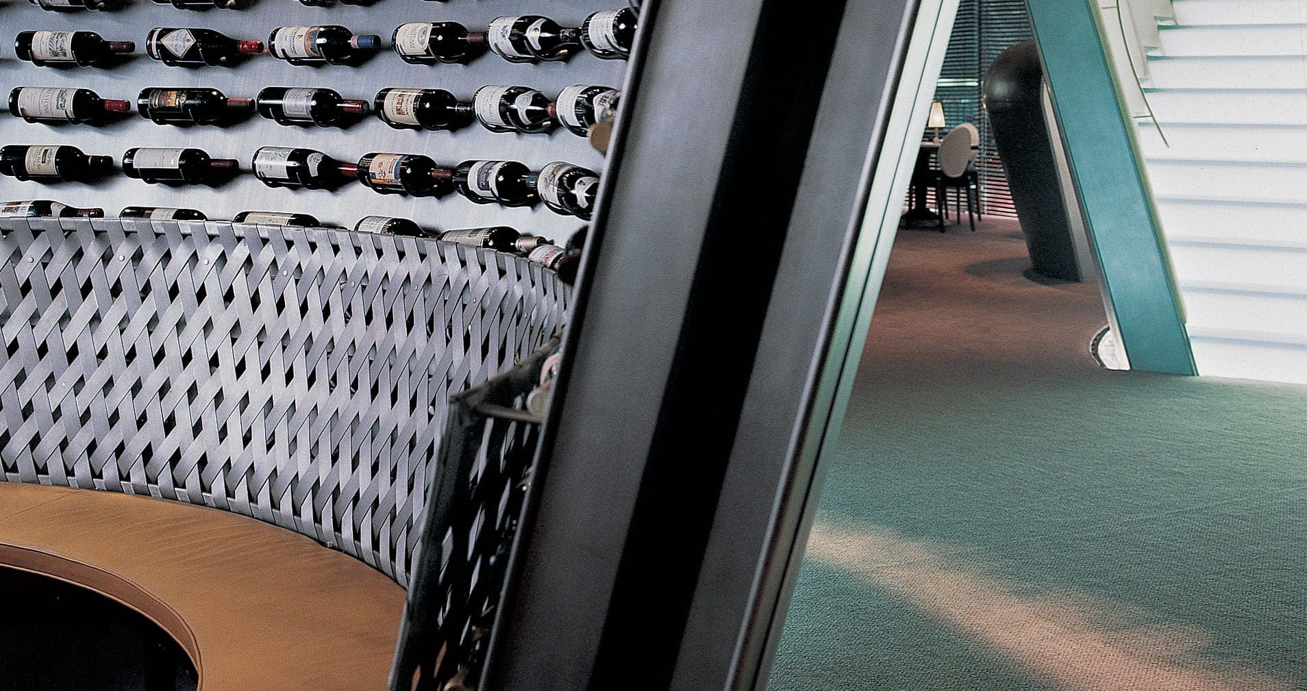 Interior woven zinc surfaces at the Felix Hong Kong