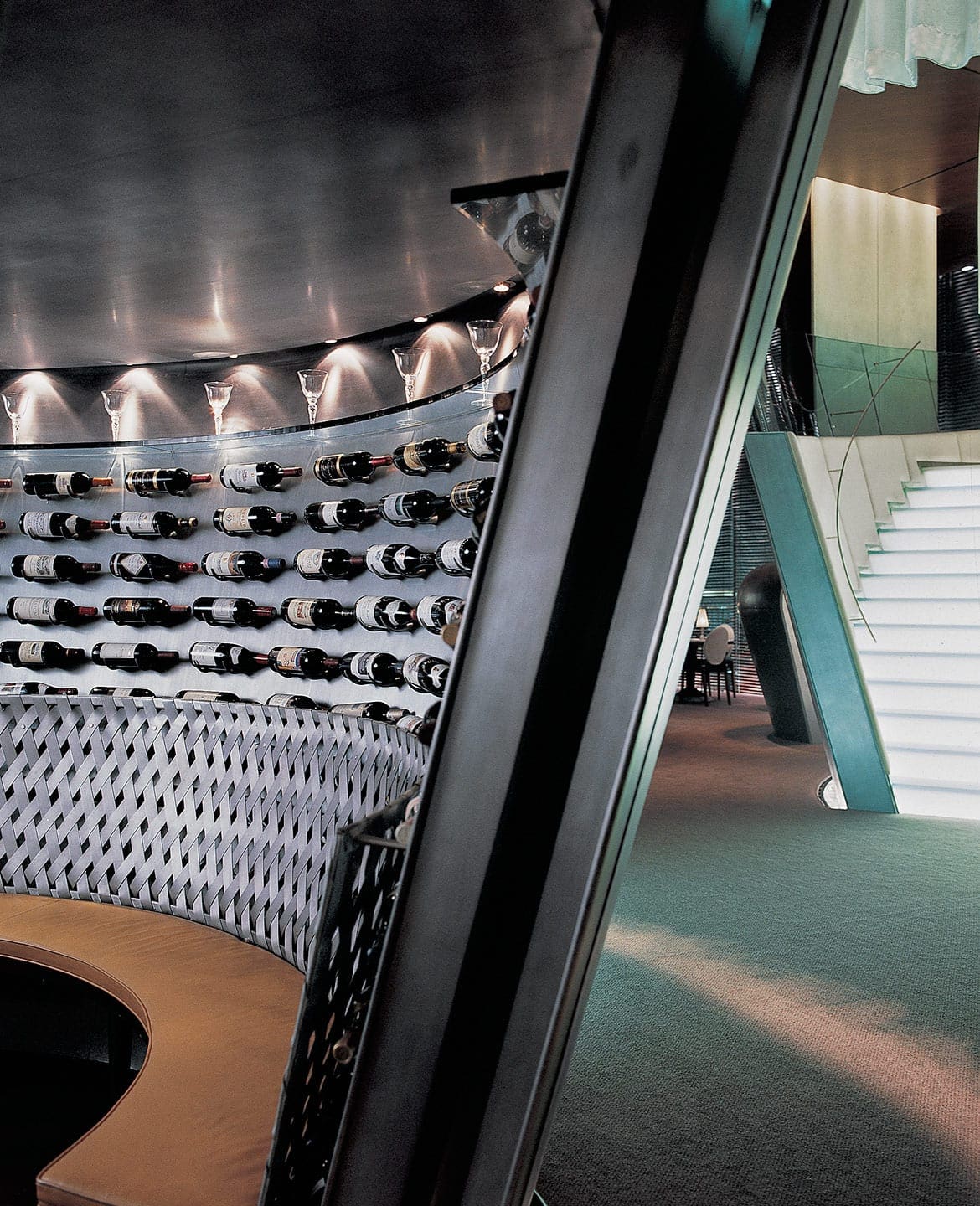 Interior woven zinc surfaces at the Felix Hong Kong