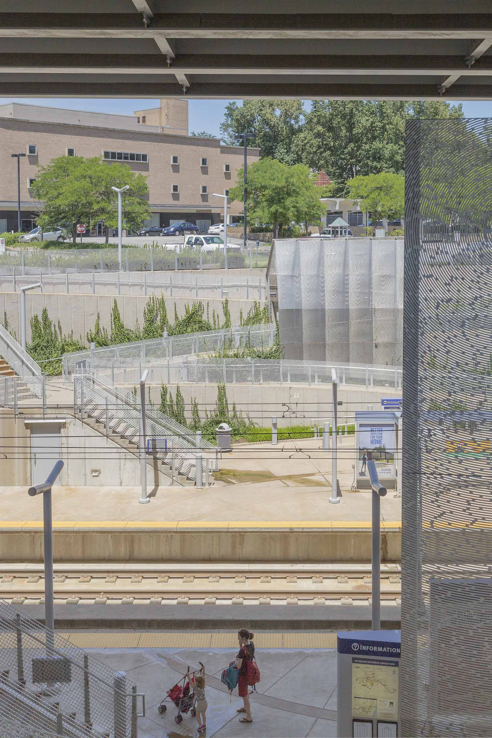 Hoi Polloi public artwork for the St. Louis Metrolink at Forsyth Station.