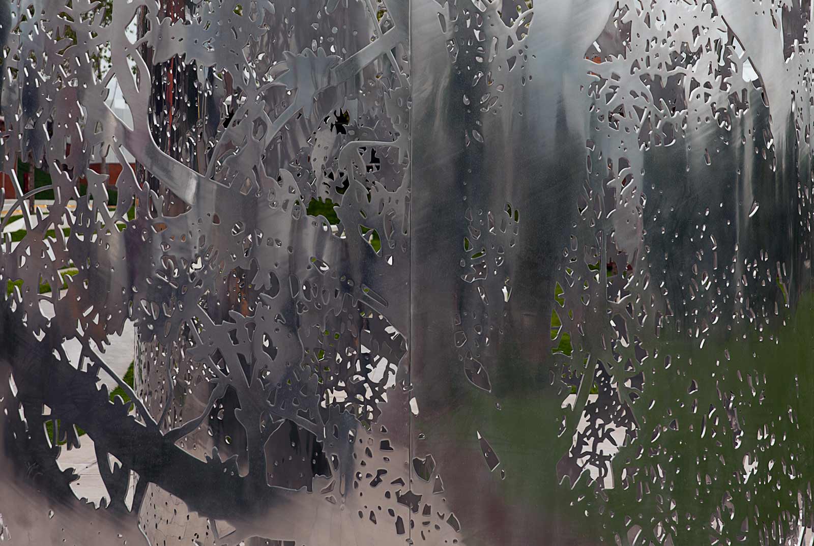 Detail of the polished aluminum surface.