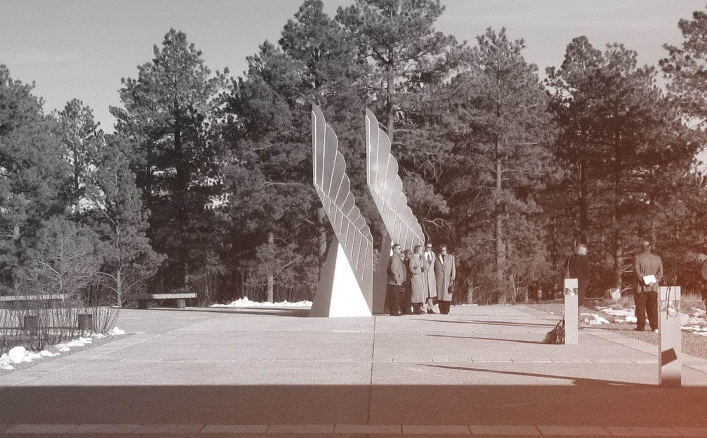Winged Refuge Sculpture at the Air Force Academy at Colorado Springs, by artist John Lajba.