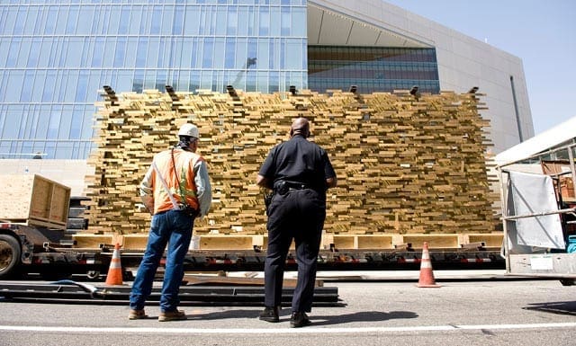 The Memorial prior to installation at the LAPD Headquarters.