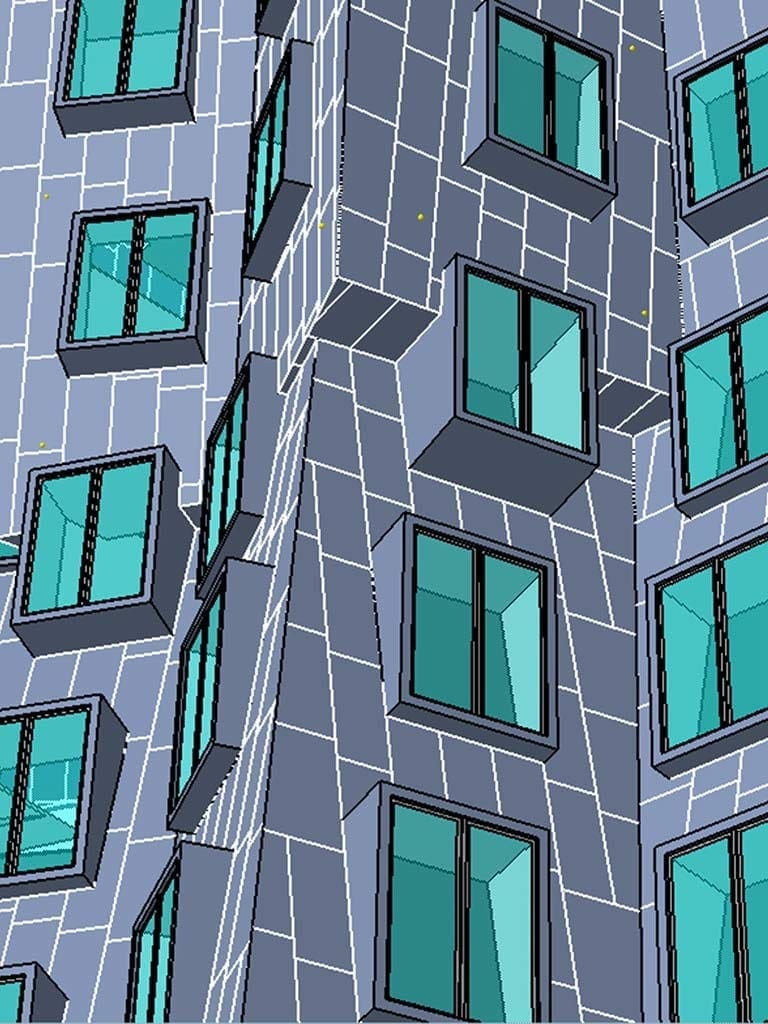 Detail CAD comparison of the Giraffe building at MIT Stata Center.