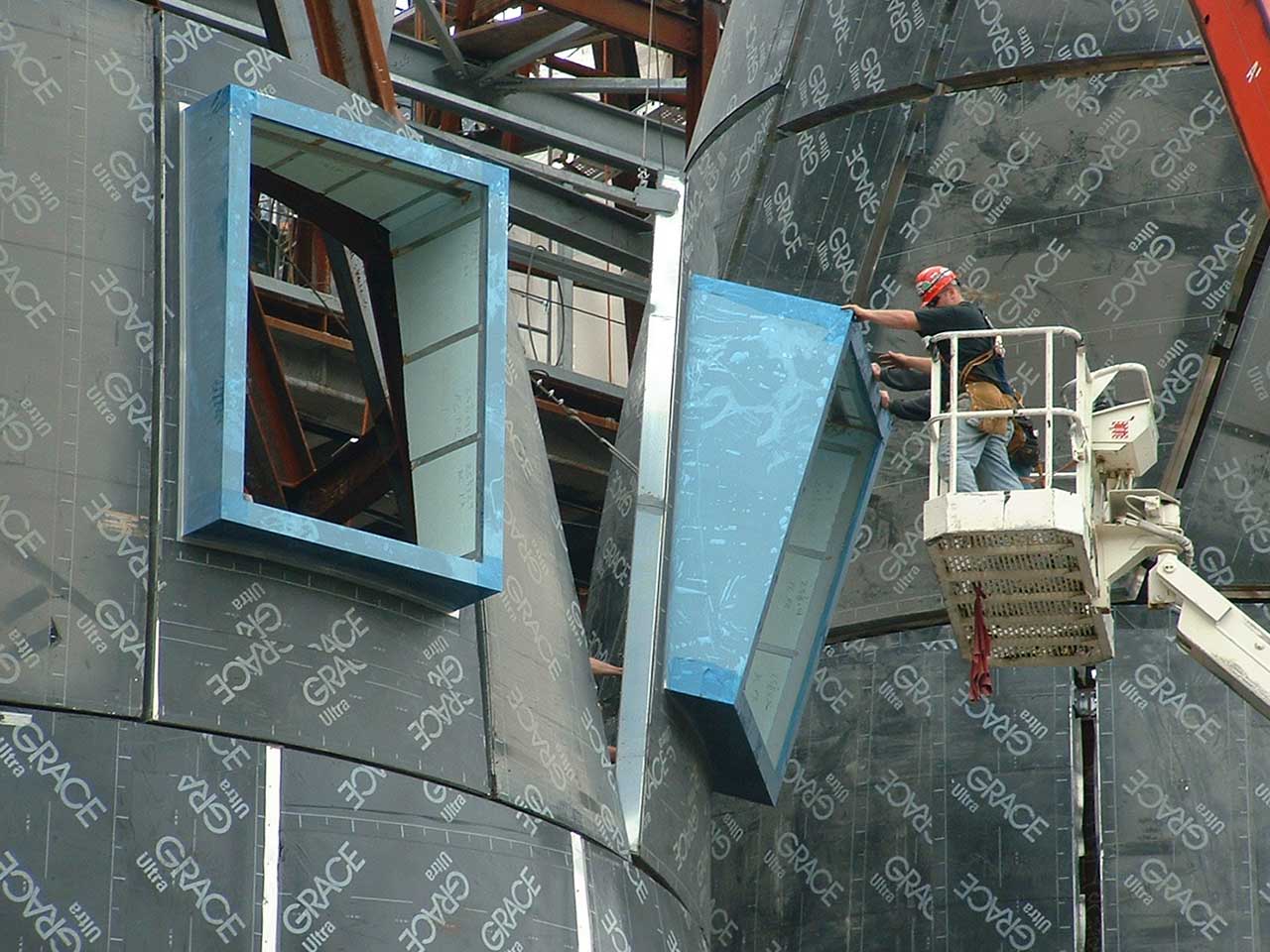 The Twins building at MIT, installation detail.