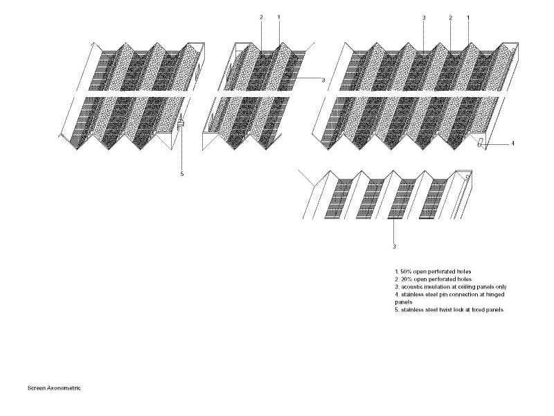 Graphic showing the perforated ceiling system for the Graphic showing the perforated ceiling system for the Nerman Museum of Art.