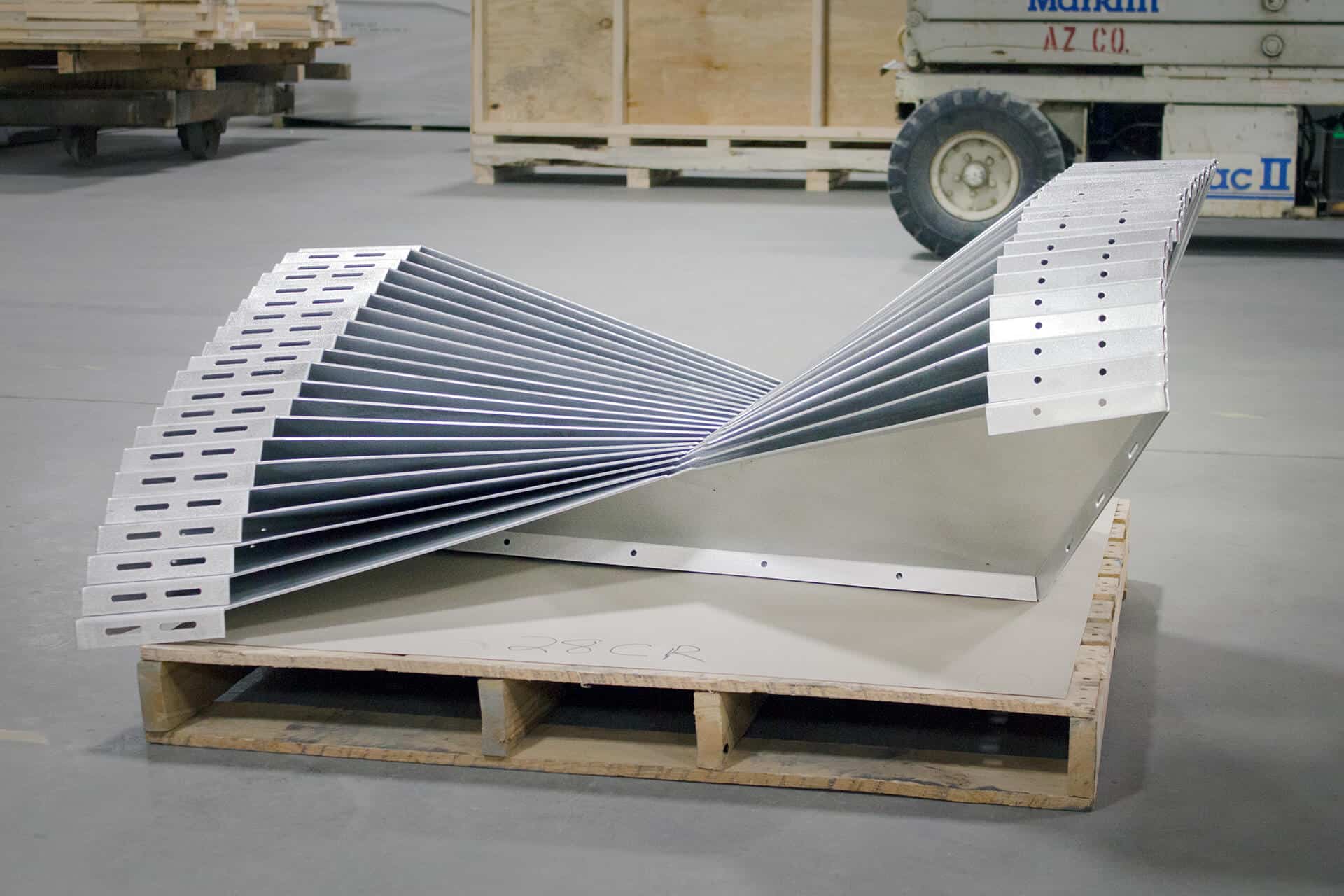 Nested parts for the IwamotoScott facade in the Zahner Kansas City facility.