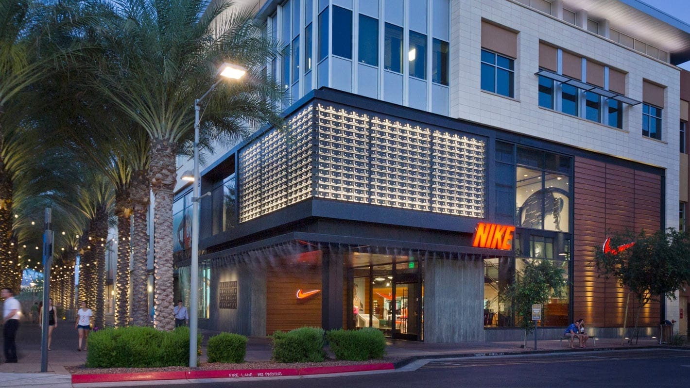 Sideview of the Nike flagship store in Scottsdale, Arizona.