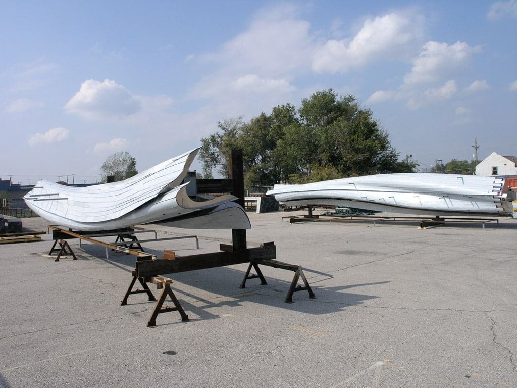 Two assemblies made using ZEPPS in the Zahner yard prior to shipment to Philadelphia