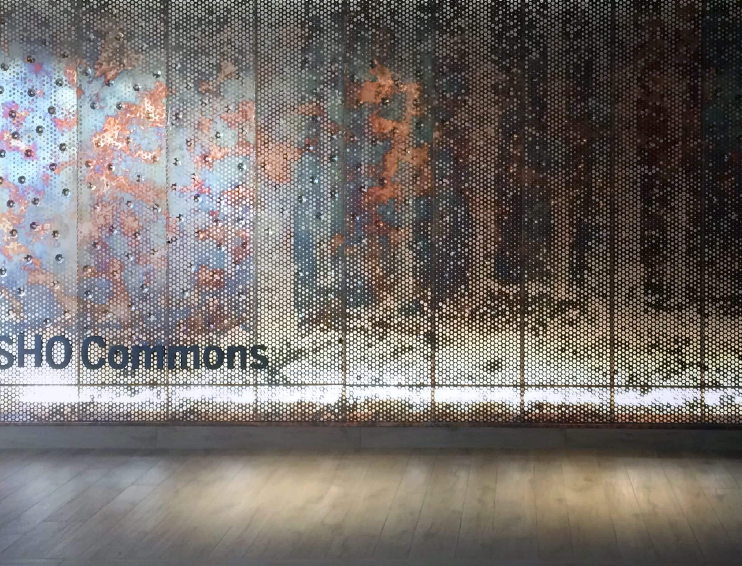 Wall and partition screens made with ImageWall in Dirty Penny™ Copper.