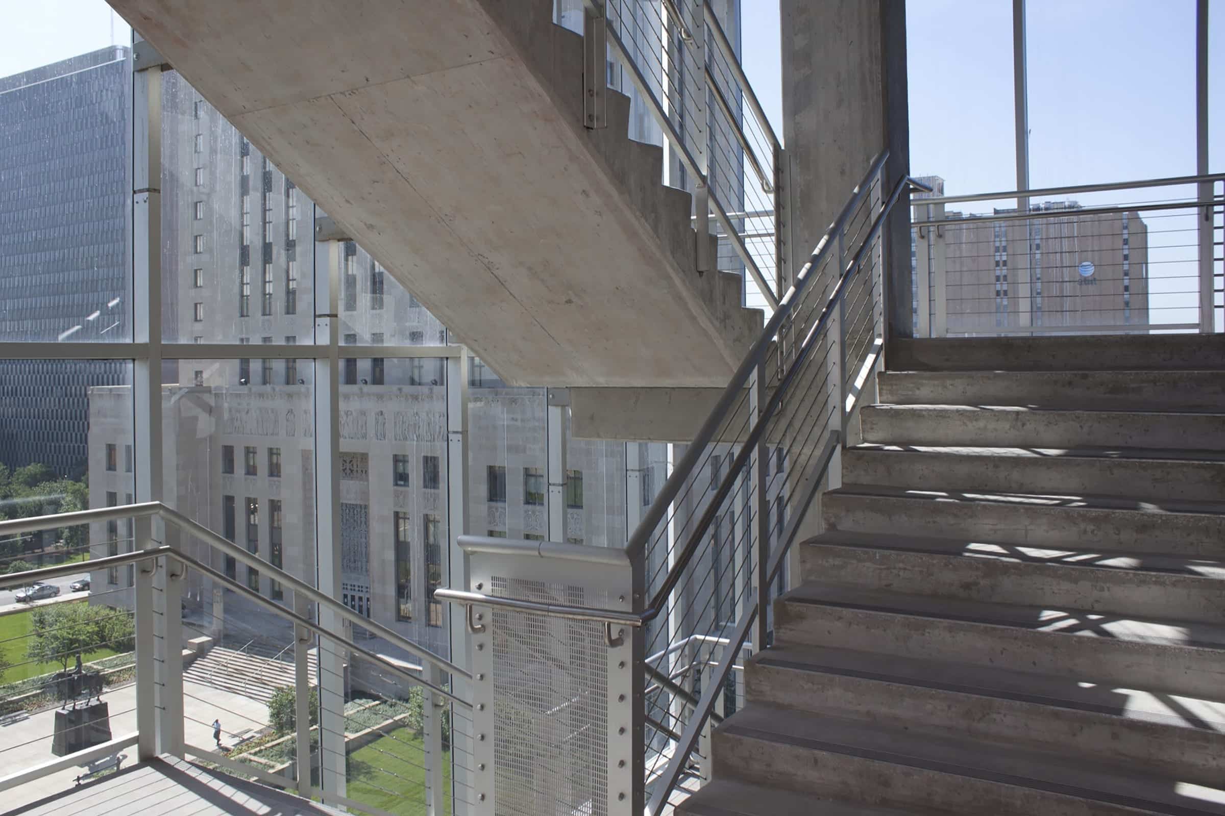 Interior staircase details at Standard Parking Garage in Kansas City.