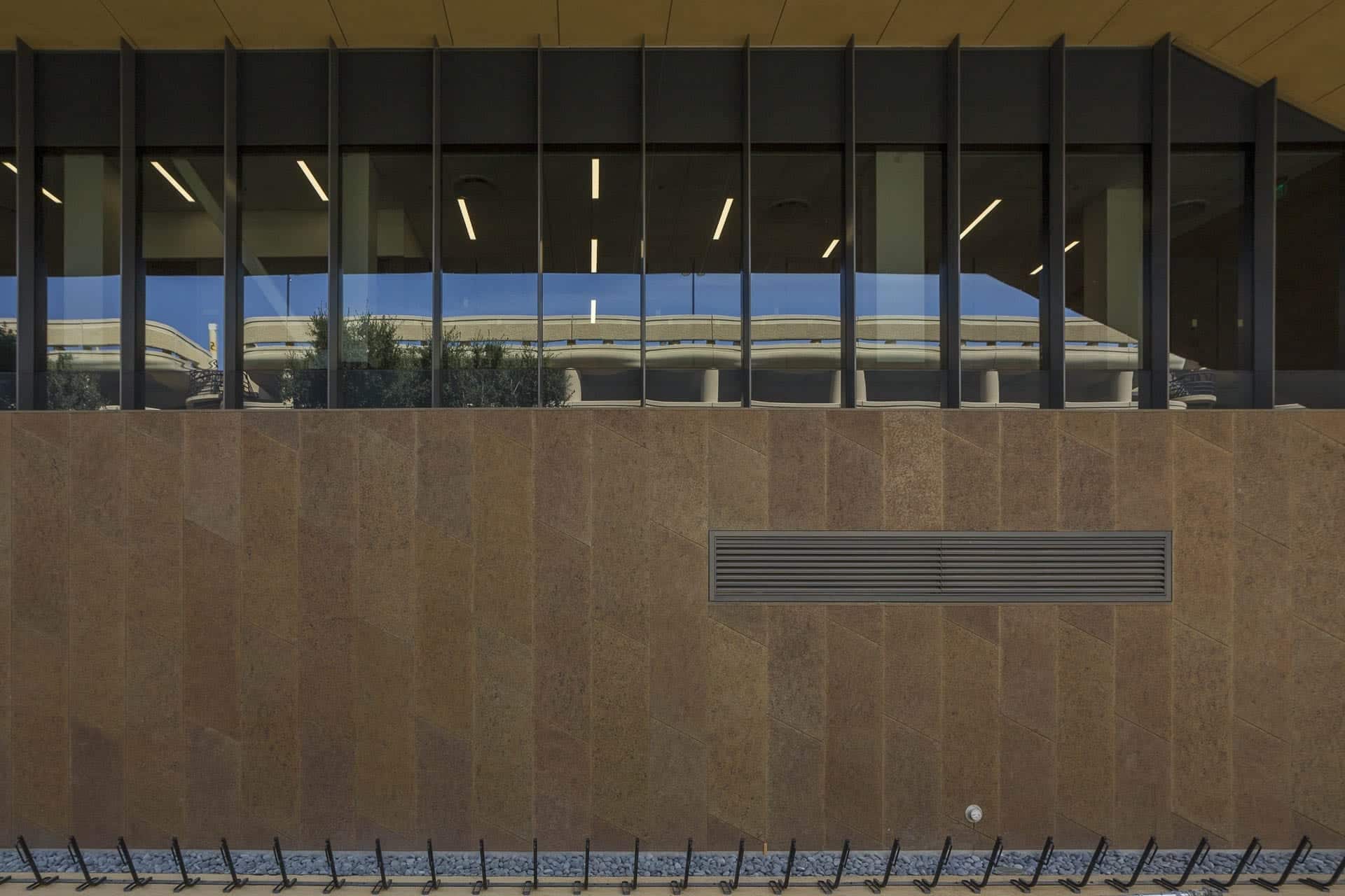 West side of the McMurtry Building, detail of the copper-toned patina on zinc.