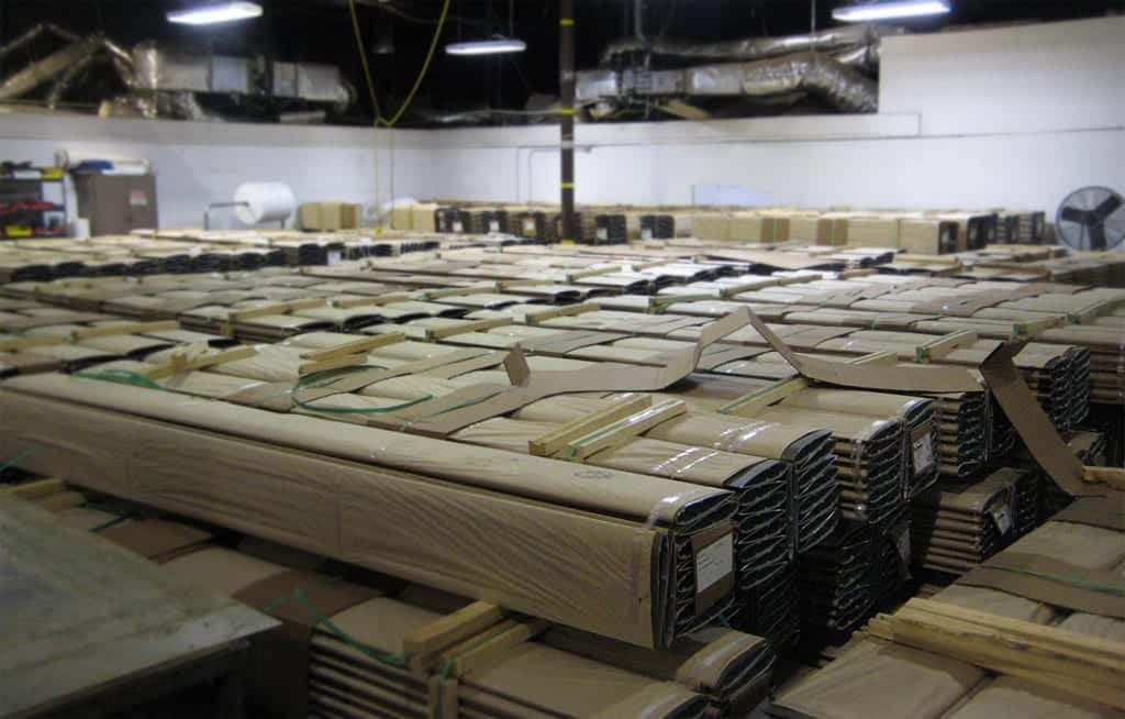 Photograph of the storage facility, which shows the 4,400 fins used for UCSF.