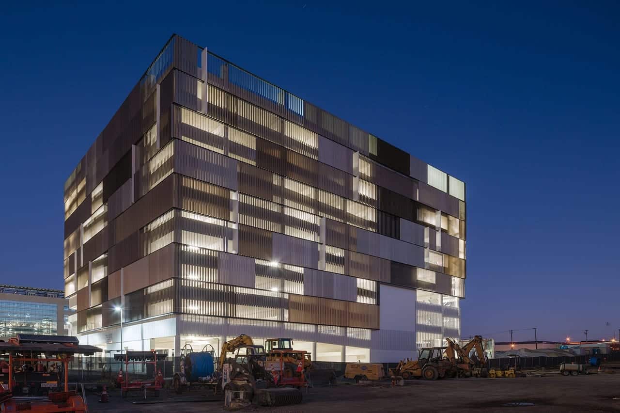 UCSF Mission Bay Medical Garage at dusk.