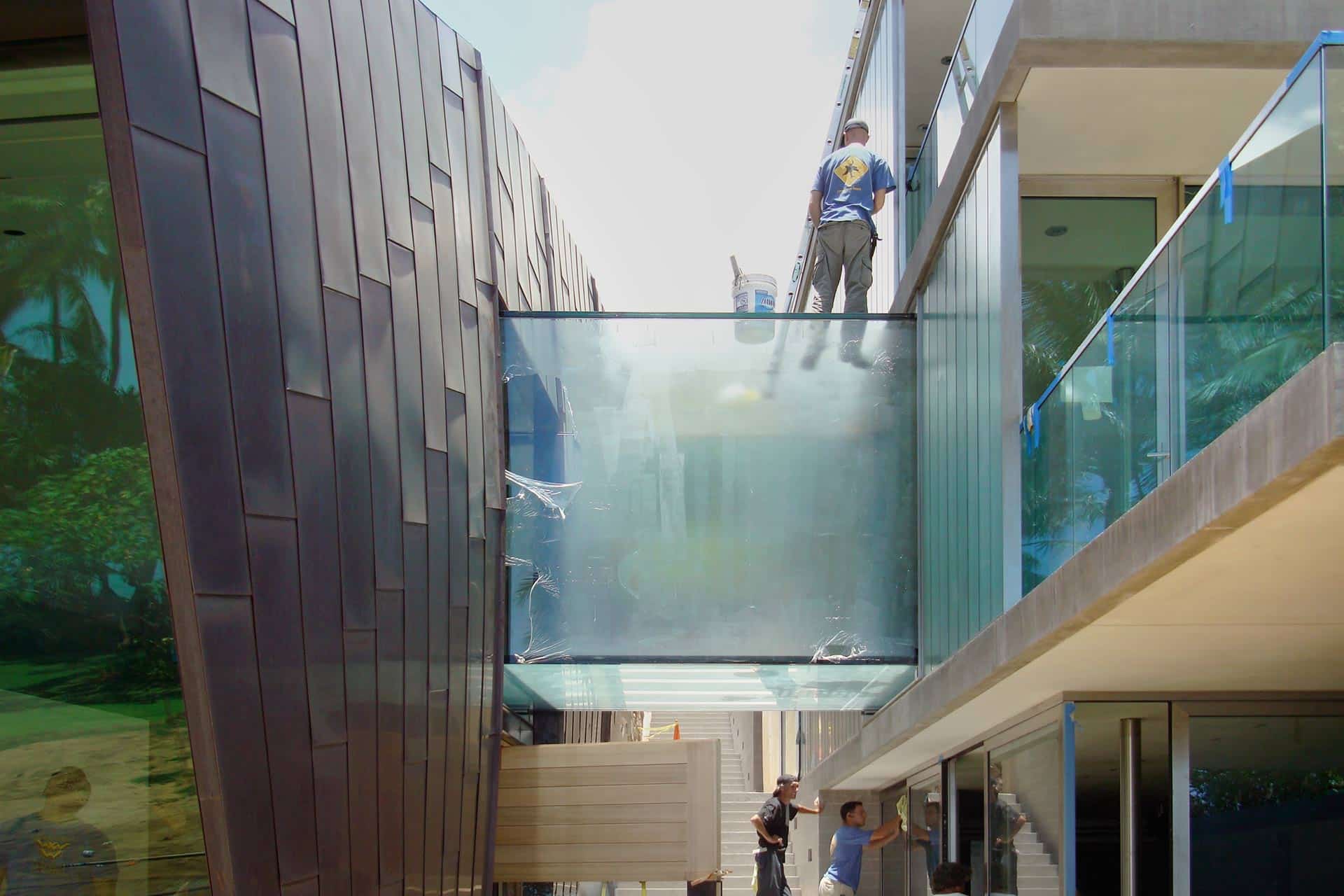 Photo of the Waipolu facade during construction