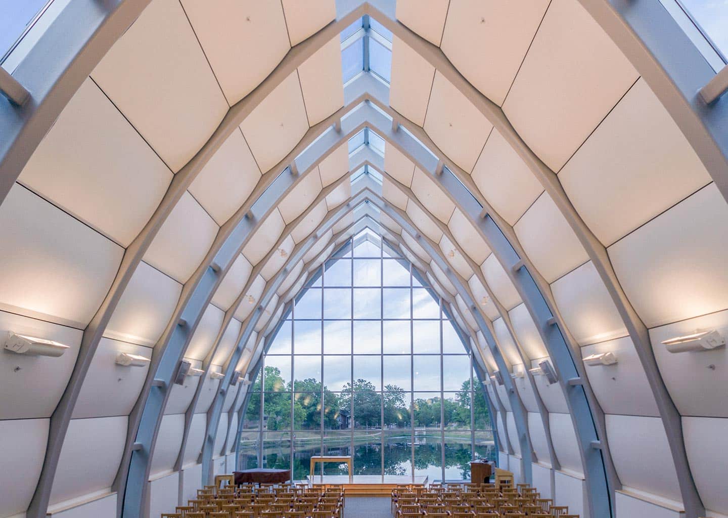 Interior photograph of the chapel at Rose-Hulman.