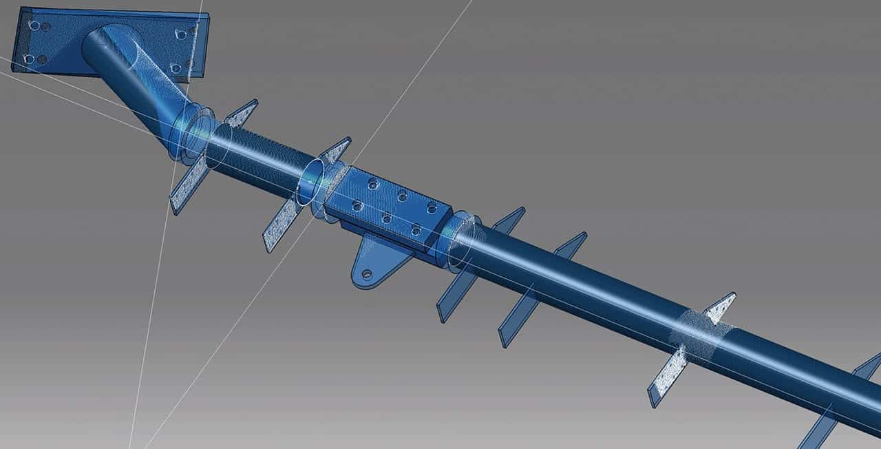 CAD Detail of the fabricated pipe understructure / Photograph of the cladding integrated with fabricated pipes.