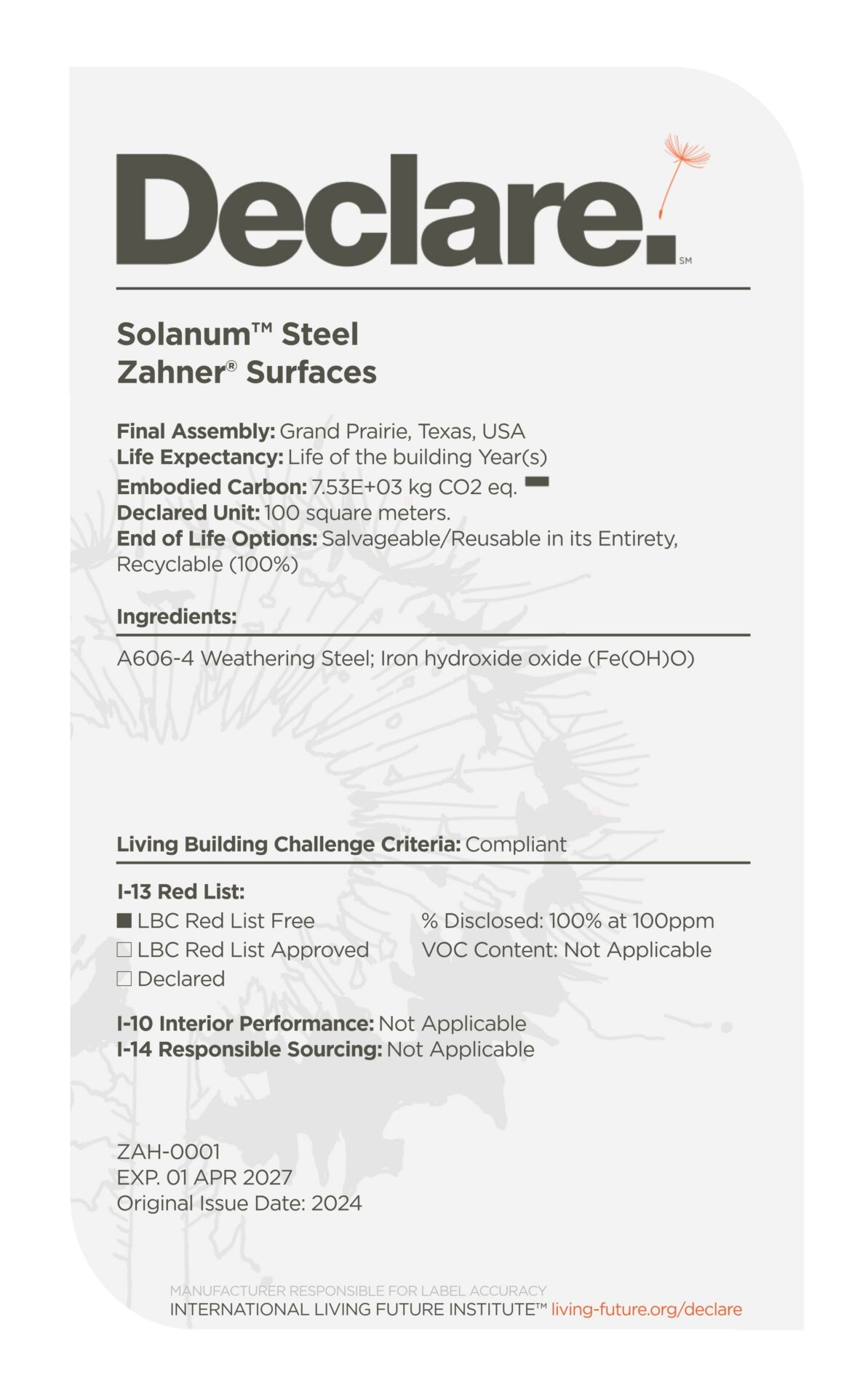 Solanum Steel Declare Label