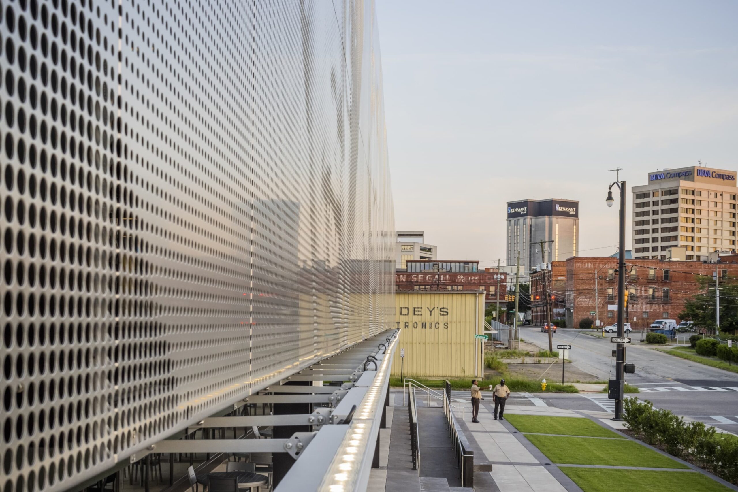 Zahner's Cross Seam Perf technology allows for the perforated image to be continuous across panel seams.