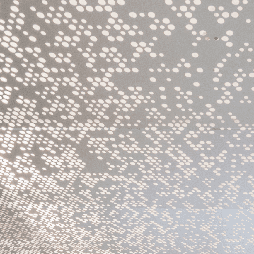 Closeup of ImageWall ceiling in NCX 6060 Interior Lobby.